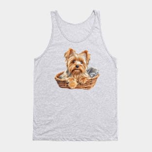 Adorable Yorkie in Basket Tank Top